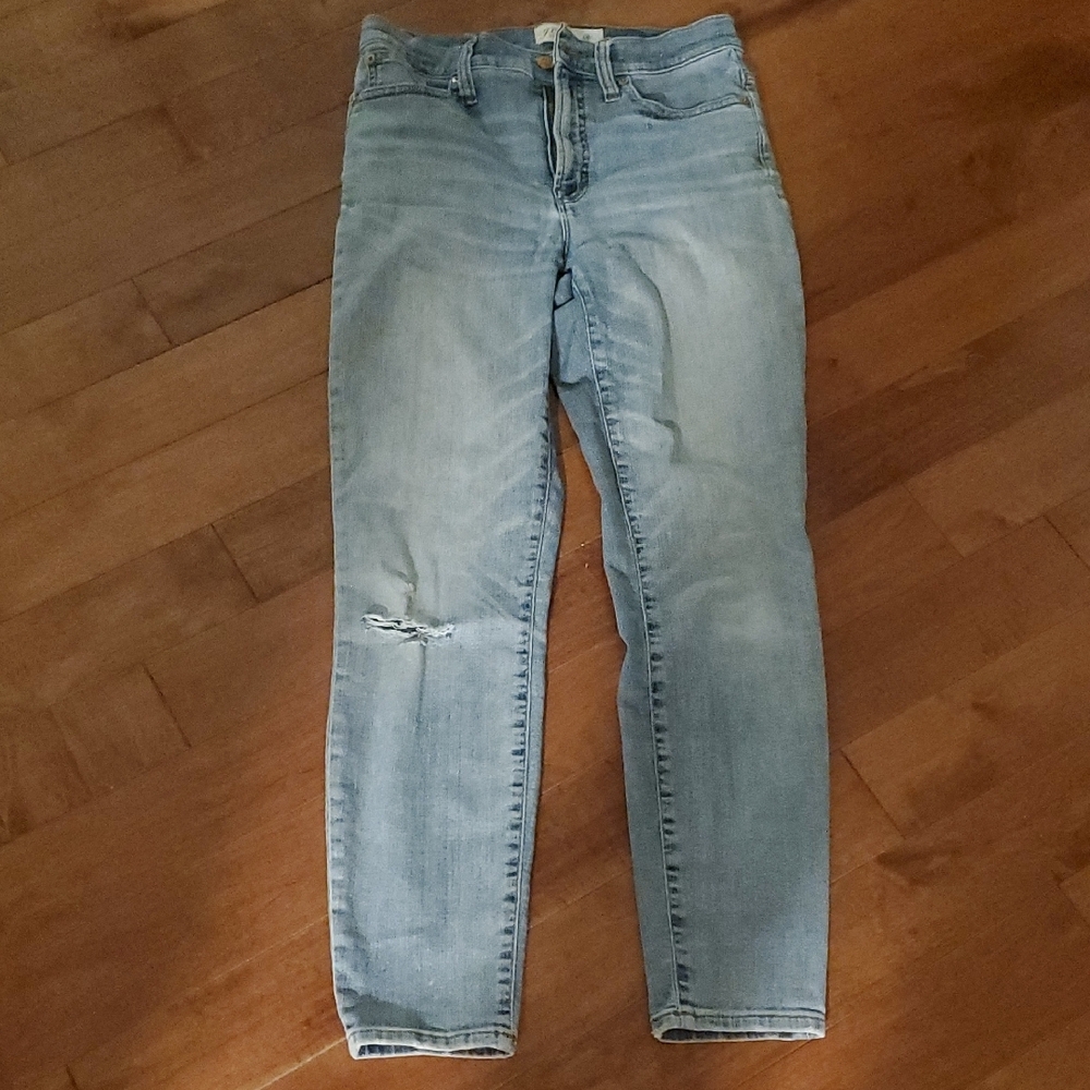 J. Crew Skinny Blue Jeans with Distressed Knee